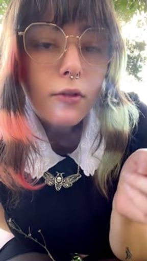 Alt MILF smokes a cig outback