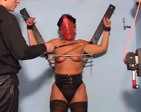 Masked German whore eats cum after hot BDSM spanking action