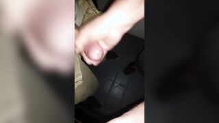 Mutual Jerk Off in a Sex Shop Video Booth: Big Cum Shot