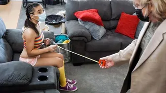 Evan Stone's stepgranddaughter Zerella Skies fucks him calm after germs