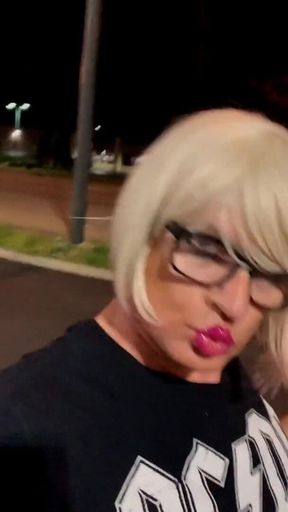 park bench anal dildo cars driving by hot sissy slut