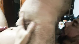 Hairy Brazilian daddy barebacks his bear bottom in amateur anal session