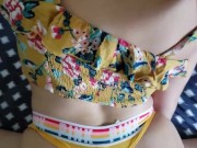 Victoria secret thong pulled to side full of cum after college party
