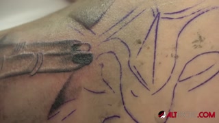 Naughty Model JayJay Ink Getting Tattooed