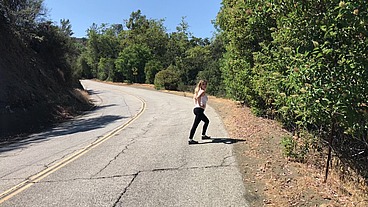 blonde amateur babe Jogging behind the scenes of shooting her outdoor personal trainer creampie movie