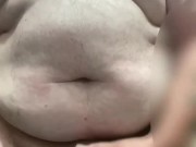 Chubby guy cums in rest stop