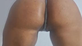 beautiful brunette with a big ass in a dress and thongs lets her ass be fucked because she is a whor