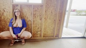 Blonde MILF with Big Tits and Glasses Enjoys Exhibitionist Masturbation and Dirty Talks