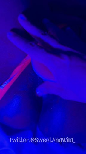 Ebony Goddess Leaking Neon Thong & Dildo Squirt