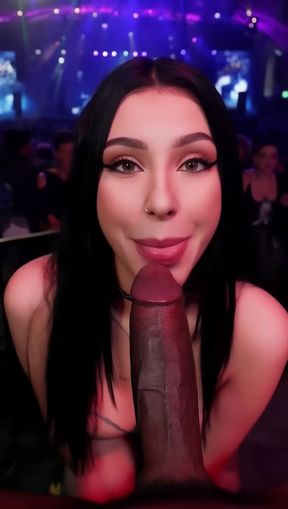 sucking cock, a beautiful goth egirl, large, video created by AI