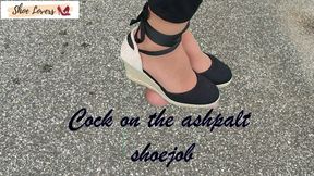 Cock on the ashpalt shoejob trampling cock crush