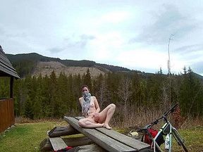 Naked girl in the mountains