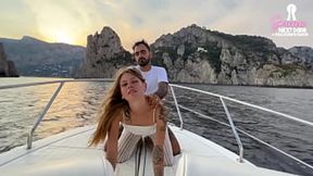 Captivating couple gets banged on boat tour in public