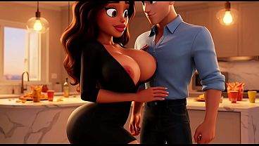 Hot Curvy Married Brazilian Wife Secretly Fucked by Young Neighbor in Kitchen Before Guests Arrive (AI generated)