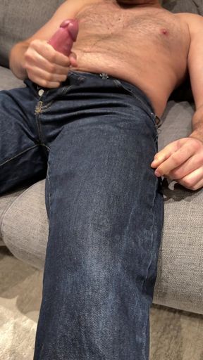 Watching porn in tight jeans - cumming on myself   Clip 2