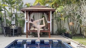 grey desire: naked yoga session for pleasure