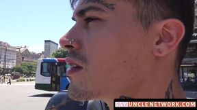 Tattooed Latino hard barebacked in rough and deep threesome