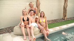 Sexy pool party with Kyler Quinn, Chloe Temple, Harley King and Chase Arcangel