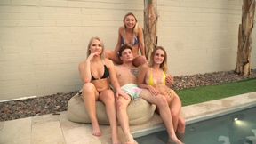 Sexy pool party with Kyler Quinn, Chloe Temple, Harley King and Chase Arcangel