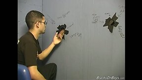 White guy sucking off black cocks at gloryhole