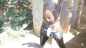 Black Teen Showering While Masturbating in Neighbors Washrooms