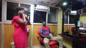 i caught him watching porn in his hair and massage salon, and we had discreet sex in the next room. it was truly amazing, his black cock in my wet pussy.