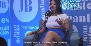 Oiled Latina with Beautiful Tits Kataleya Ross Hops up the Vibrator Machine Until She Cums! Juan Bustos Podcast
