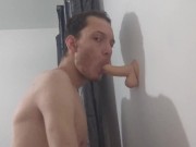 Deepthroating my 7 inch dildo and trying not to gag