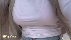 Wifey is out in public braless on the bike with her perfect tits.