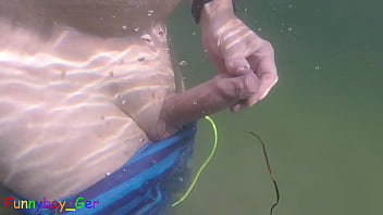 Extreme underwater masturbation experience in a mountain lake while fishes watch. (S)