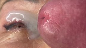 Mature MILF face-fucked by a huge, uncut cock