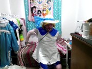 Shiny PVC Cosplay Sissy Lillie Gagged Breathplay Stinky Socks Vibrator