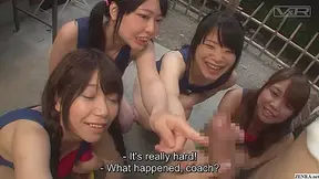 Japanese Students 18+ in swimsuits CFNM handjob harem