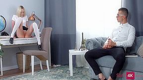 Eva Barbie - 4k - Nerd Tries Anal With Slim Blonde