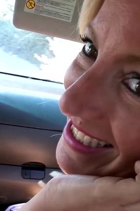 Spectacular milf is sucking dude's dong outdoors