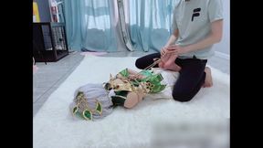 GG117-Asian barefoot girl in cosplay, Seilbondage, tickling feet, frantic struggle