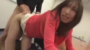 Japanese secretary fucked after work by her boss