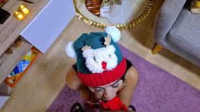 Christmas video, I suck a cock and they fuck me in front of the tree part 1