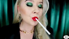 Red glossy lips & an all white cigarette [1080p, wmv]