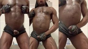 black bodybuilder filthy titplay & bbc heavy deload