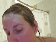 Dirty MILF likes when you watch her in the shower. Help me get clean-Stacey38G