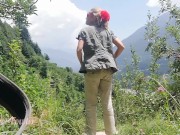 Pissing on walking trail in mountains, Caught by a guy passing by - Angel Fowler