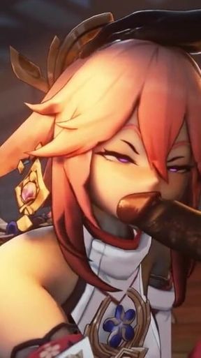 Yae Miko Worship's a Big Hilichurl Cock and Kisses It Passionately Genshin Impact 60 Fps HD