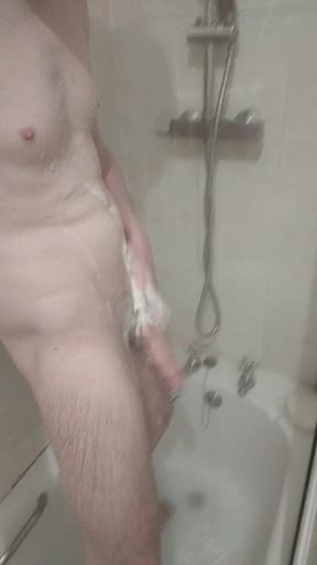 Playung with my cock in the shower