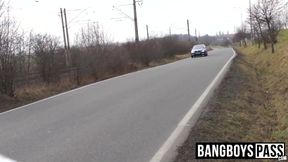 Stud showcasing his deepthroat skills while in the car