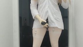 rubberdoll masturbates like a nurse doll