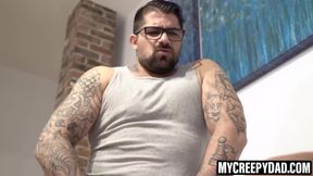 Dadbod punishes stepson for jerking off on the couch