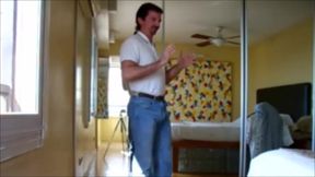 Daddy’s bulging gym shorts destroyed by raw cum