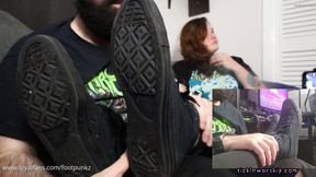 Nerdy Metalhead Amateur Shoes Removed, Socks Peeled off & Feet Tickled and Worshiped