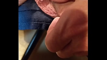 Tw.eedheads squeezes precum out of cock